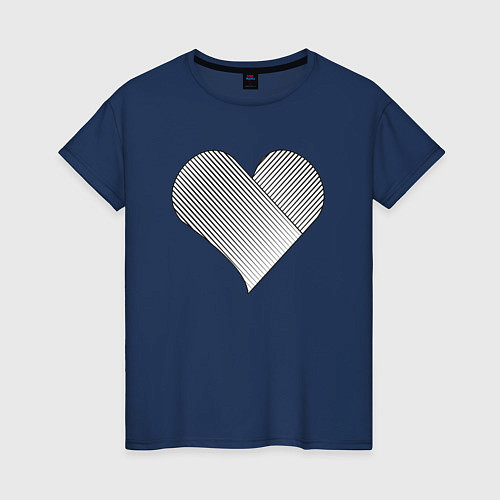Женская футболка Сердце с черными линиями / Тёмно-синий – фото 1