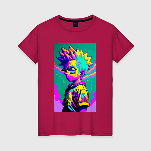 Женская футболка Bart Simpson - pop art / Маджента – фото 1