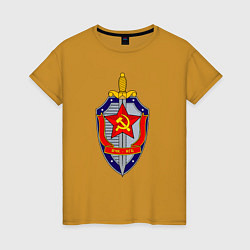 Футболка хлопковая женская ВЧК КГБ, цвет: горчичный