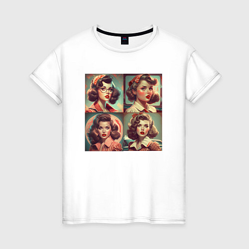 Женская футболка Ретро девушки / Белый – фото 1