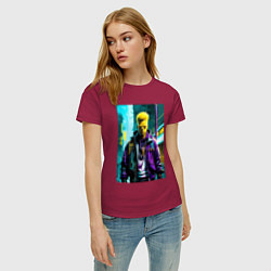 Футболка хлопковая женская Крутой чувак Барт Симпсон, цвет: маджента — фото 2