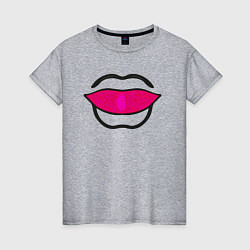 Женская футболка Губы абстракция, силуэт рта