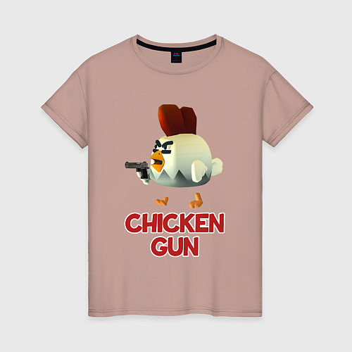 Женская футболка Chicken Gun chick / Пыльно-розовый – фото 1