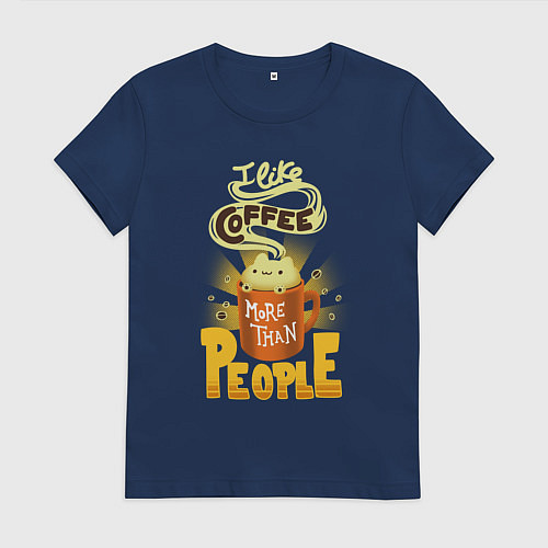 Женская футболка Кофе-котик / Тёмно-синий – фото 1