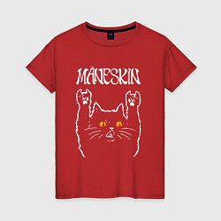 Футболка хлопковая женская Maneskin rock cat, цвет: красный