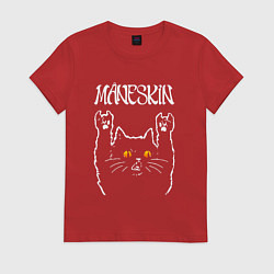 Футболка хлопковая женская Maneskin rock cat, цвет: красный