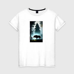 Женская футболка Лесник и волк
