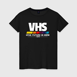 Футболка хлопковая женская VHS retro 1976, цвет: черный