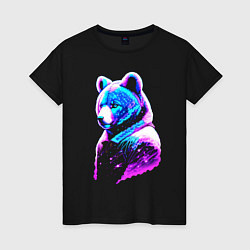 Женская футболка Светящийся звёздный медведь - нейросеть