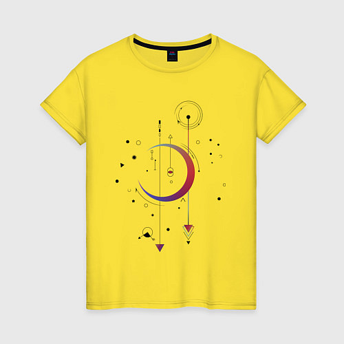 Женская футболка Абстракция: черные стрелы / Желтый – фото 1