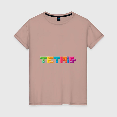 Женская футболка Тетрис надпись / Пыльно-розовый – фото 1