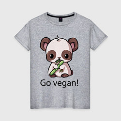 Футболка хлопковая женская Go vegan - motto, цвет: меланж