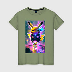 Женская футболка Stand of Pikachu - city fantasy