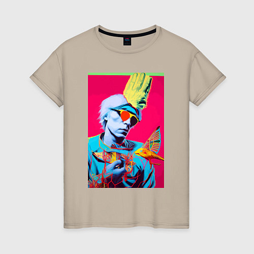 Женская футболка Andy Warhol - self-portrait / Миндальный – фото 1