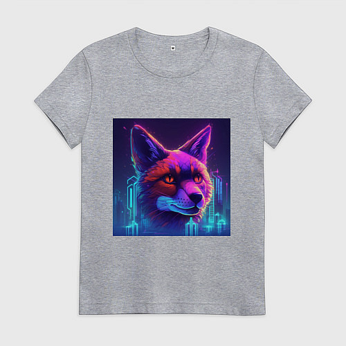 Женская футболка Лиса в неоновом свете / Меланж – фото 1