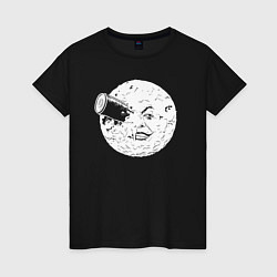Футболка хлопковая женская Путешествие на Луну, цвет: черный