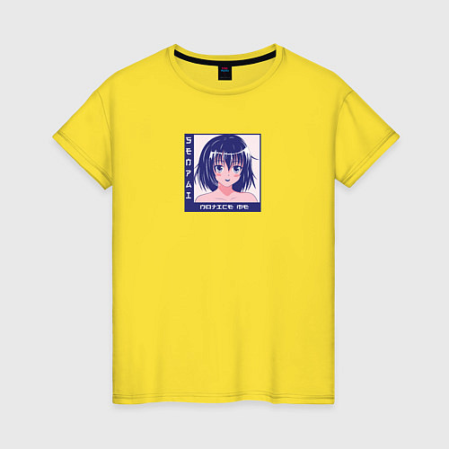 Женская футболка Аниме девушка вайфу, senpai notice me / Желтый – фото 1
