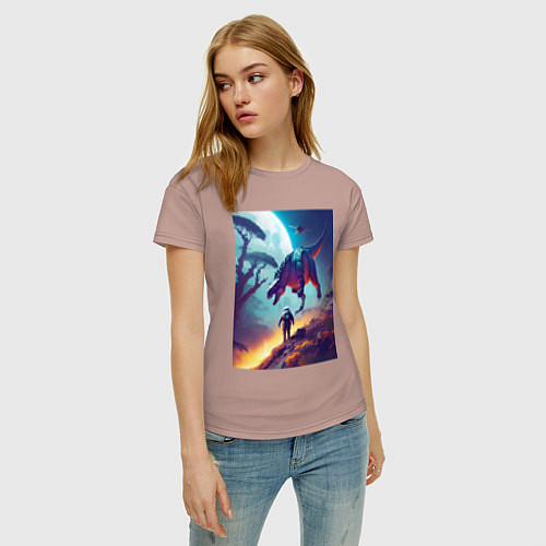 Женская футболка Космонавт на затерянной планете / Пыльно-розовый – фото 3