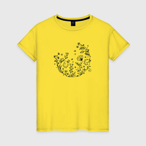 Женская футболка Растительный узор / Желтый – фото 1