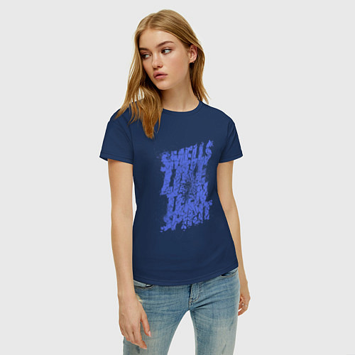 Женская футболка Nirvana - Smells Like Teen Spirit / Тёмно-синий – фото 3