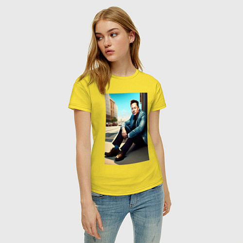 Женская футболка Элон Маск / Желтый – фото 3