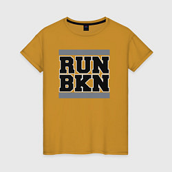 Футболка хлопковая женская Run Brooklyn Nets, цвет: горчичный