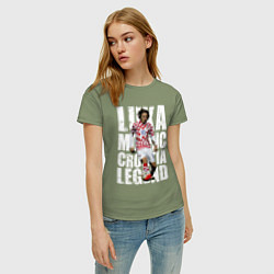 Футболка хлопковая женская Лука Модрич Хорватия, цвет: авокадо — фото 2