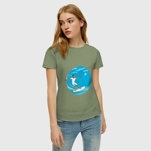 Женская футболка Серфинг на море / Авокадо – фото 3