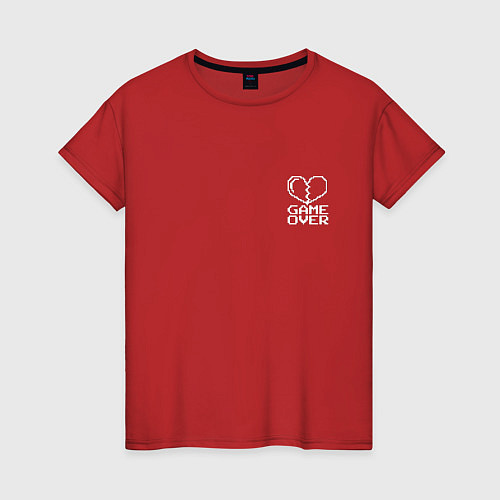 Женская футболка Пиксельное сердечко Game over - мини / Красный – фото 1