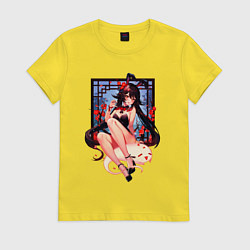 Футболка хлопковая женская Ху Тао в купальнике, цвет: желтый
