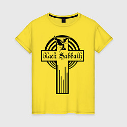 Футболка хлопковая женская Black Sabbath Cross, цвет: желтый