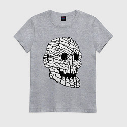 Футболка хлопковая женская Каменный скелет, цвет: меланж