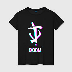 Женская футболка Doom в стиле glitch и баги графики