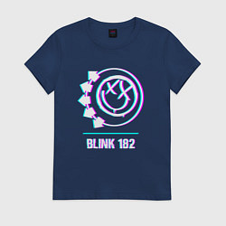 Футболка хлопковая женская Blink 182 glitch rock, цвет: тёмно-синий