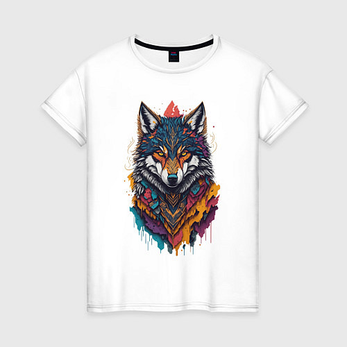 Женская футболка Трайбл Волк / Белый – фото 1