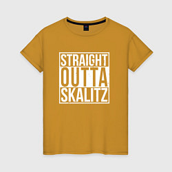 Футболка хлопковая женская Straight outta Skalitz, цвет: горчичный
