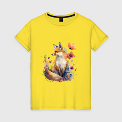 Женская футболка Акварельная милая лиса
