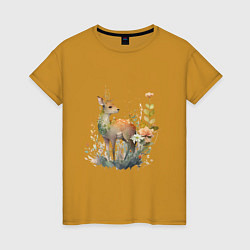 Женская футболка Акварельный милый олень