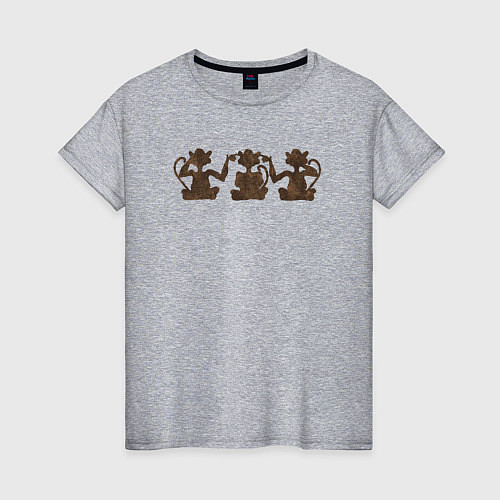 Женская футболка Три обезьяны / Меланж – фото 1