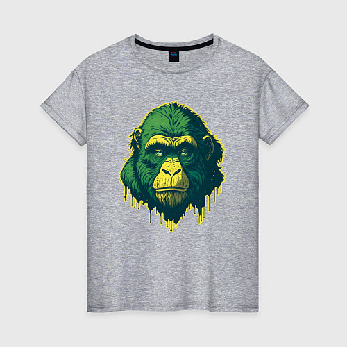 Женская футболка Обезьяна голова гориллы / Меланж – фото 1