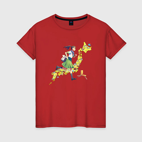 Женская футболка Судзумэ бежит по Японии / Красный – фото 1