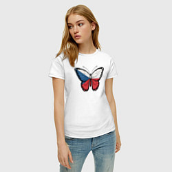 Футболка хлопковая женская Чехия бабочка, цвет: белый — фото 2