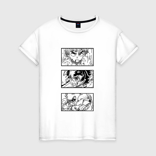 Женская футболка Зеницу Танджиро и Иноске / Белый – фото 1