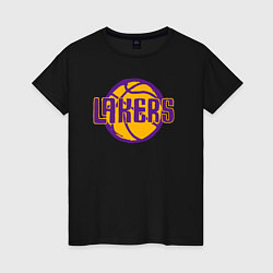 Футболка хлопковая женская Lakers ball, цвет: черный