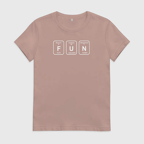 Женская футболка Белая надпись fun из химических элементов / Пыльно-розовый – фото 1