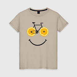 Женская футболка Апельсиновое лето с велосипедом