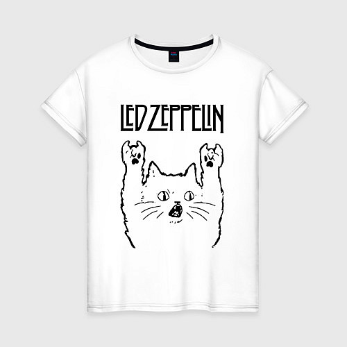 Женская футболка Led Zeppelin - rock cat / Белый – фото 1