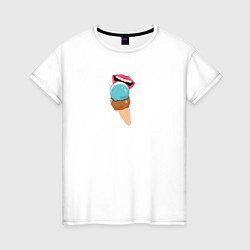 Женская футболка Голубое и шоколадное мороженое