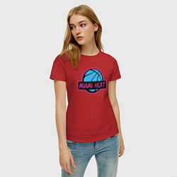 Футболка хлопковая женская Miami Heat team, цвет: красный — фото 2
