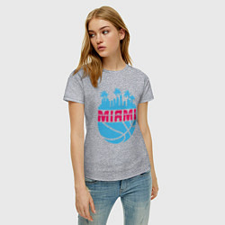 Футболка хлопковая женская Miami city, цвет: меланж — фото 2